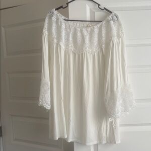 POL White Lace Off-Shoulder Blouse